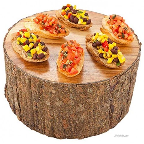 Display Riser Food Riser Food Display Acacia Wood Large Varnished with Bark 10 x 5 Round 1ct Box Restaurantware