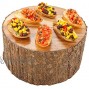 Display Riser Food Riser Food Display Acacia Wood Large Varnished with Bark 10 x 5 Round 1ct Box Restaurantware