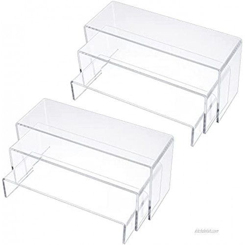 Goabroa Acrylic Display Risers Clear Rectangle Stands Shelf for Display 6pcs