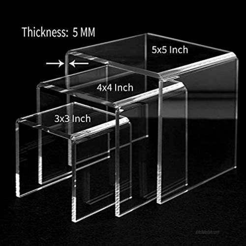 ifavor123 5mm Thickness Clear Acrylic Riser Set 3 Display Stand Risers 1 Set 3 4 5