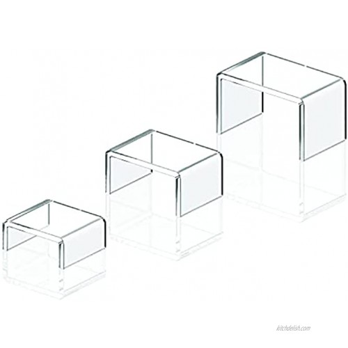 INTELLIMADE Acrylic Display Risers Stand 2 Sets,3 Steps Clear Riser Shelf Showcase Clear Jewelry Display Riser Shelf Showcase for Dessert Buffets Cupcake Candy Display StandSmall 3.5x4x5