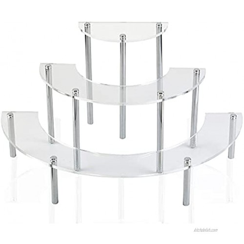 JDS 3 Tier Half Moon Display Shelves Acrylic Display Stand Tiered Serving Tray 1 Set