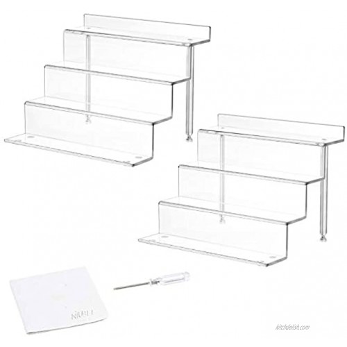 NIUBEE 2 Pack Acrylic Riser Display Shelf for Amiibo Funko POP Figures Cupcakes Stand for Table,Cabinet Countertops Large