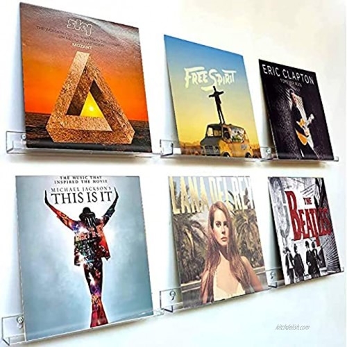 Record Holder Wall Mount 6 Pack Clear Vinyl Record Shelf Storage Acrylic Album Stand Display Your Daily LP Listening Book in Office Home