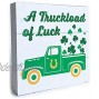 St Patricks Day Decorations for The Home Irish Table Decor Small White Wooden Plank Sign Saint Shamrock Office Desk Room Kitchen Countertop Display Wood Sentiment Words Sayings A Truckload of Luck