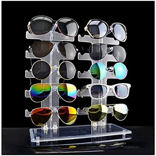 Sunglasses Holder 2 Row Acrylic Glasses Holder Stand 10 Pairs Sunglasses Display Stand Sunglasses Holder for Multiple Glasses