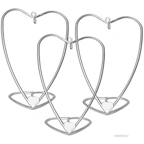 BANBERRY DESIGNS Christmas Ornament Display Heart Shaped Base Brushed Silver Metal Wire Approximately 4 5 8 H Pack of 3