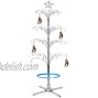 HOHIYA Ornament Display Tree Stand Metal Christmas Rotating 90 Hooks 74inch Silver