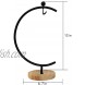 Ian Enterprises Ornament Display Stand Iron Pothook Stand for Hanging Glass Terrarium Picture Big G-Shaped Wood Base Black