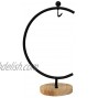 Ian Enterprises Ornament Display Stand Iron Pothook Stand for Hanging Glass Terrarium Picture Big G-Shaped Wood Base Black