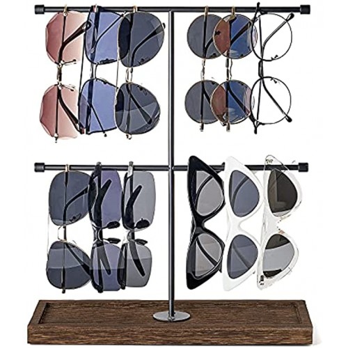 Mkono Sunglasses Organizer Rustic Glasses Storage Display Holder 2 Tier Sunglass Stand Eyeglasses Rack for Multiple Glasses Retail Eyewear Eyeglasses Hanging Organizer for Desk Dresser Tabletop