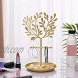 NewFerU Gold Metal Jewelry Tree Small Necklace Hanging Display Stand Table Top Bracelet Rack Holder Earring Hanger Organizer Tower with Ring Watch Dish Tray for Women Girls 2 Piece
