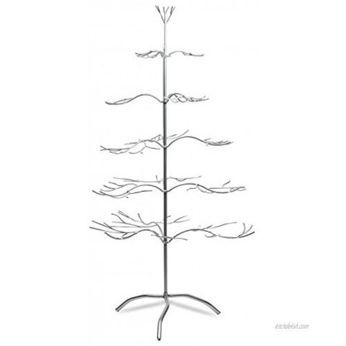 Tripar Metal Ornament Display Tree and Jewelry Organizer Holiday and Christmas – 36” Wire Ornament Stand and Necklace Holder Décor with 5 Tiers of Branches Perfect for Wrought Iron Trees Silver