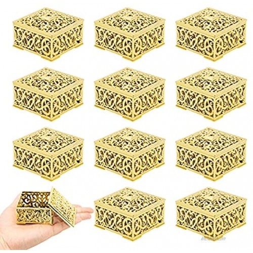 12 Pcs Candy Boxes Plastic Wedding Favor Boxes Candy Jars Candy Storage Boxes Gift Boxes for Wedding Baby Shower Christmas Birthday Party Decorating Ornament Container Gold