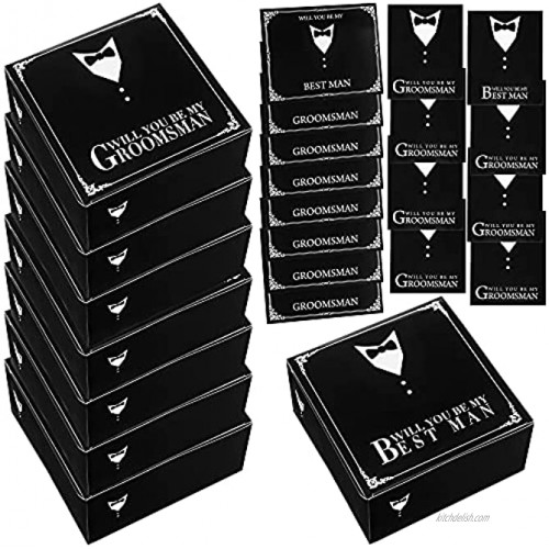 24 Piecs Groomsmen Proposal Box Set of 8 Groomsmen Box 8x8x4 inch With 8 Will You Be My Groomsman Labels and 8 Groomsmen Proposal Cards（7 Groomsmen 1 Best Men ）