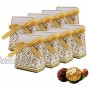 50PCS Mini Wedding Favor Box Gift Boxes Candy Boxes with Gift Ribbons for Wedding Party Favor Party Decoration Gold