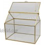 Antique Minimalist Decorative Box Golden Brass Metal Frame Clear Glass with Lids Hinges Decorative Storage Box Display Case for Dried Rose Flowers Gift Keepsakes Card Box Tabletop Home Deco Piece