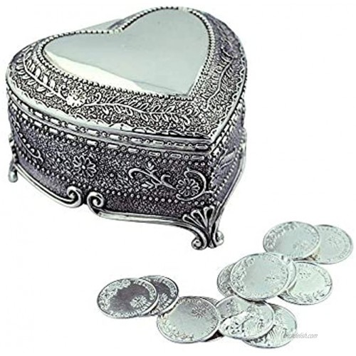 Arras De Boda Gift Set | Comes with Coins | 9 Styles | Wedding Metal Boxes Spanish Matrimony Ceremony Heart Shaped with Flowers and Vines