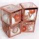 Baby Shower Birthday Decorations Girl – 4pcs Rose Gold Balloon Boxes with A-Z Letters Party Boxes Block for Bride Shower DIY Name Boxes Wedding Supplies Birthday Decoration Boxes