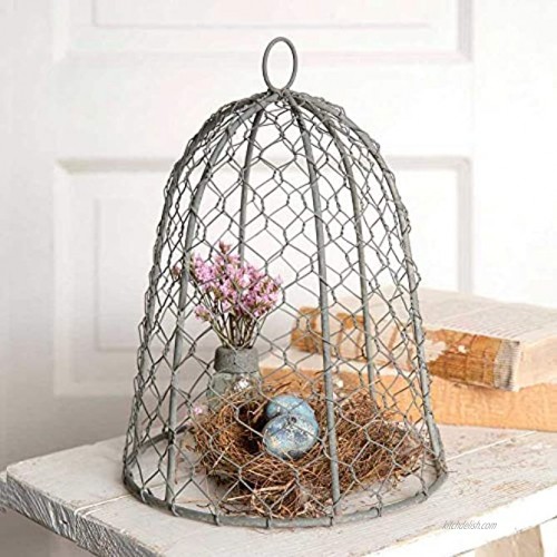 Colonial Tin Works 840045T Chicken Wire 10 Cloche Metal Rustic Farmhouse Gray