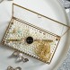 Copper Golden Vintage Glass Lidded Box Bracelet Keepsake Decorative Jewelry Display Personalized Large Clear Rectangle Box Rings Bracelet Golden Organizer Home Decor Meas: 5.75x3.5x2 in