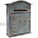 Creative Co-Op Distressed Blue Embossed Tin Mail Box