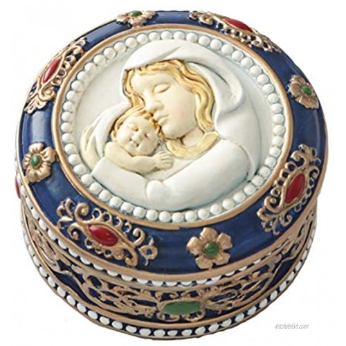 Fashion Craft Madonna and Child Rosary Trinket Box 2 3 4 Multicolor