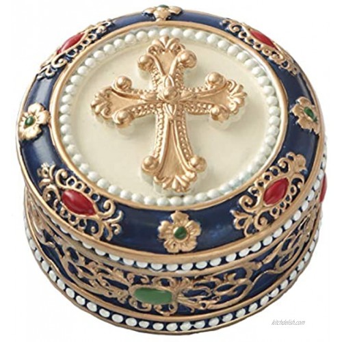 Fashioncraft Golden Cross Rosary Box 2.75” Trinket Box for Rosary Beads Keepsakes Small Jewelry and Mementos