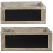 MyGift Set of 2 Rustic Brown Wood Nesting Storage Crates with Chalkboard Front Panel and Cutout Handles