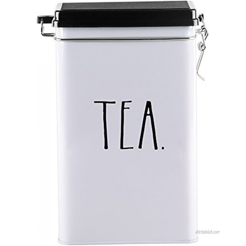 Rae Dunn Tin Storage Box With Metal Clamp Locking Lid Tea