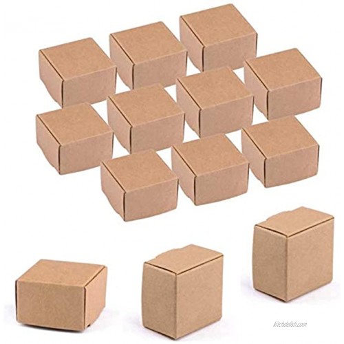Sdootjewelry 100 Pack Small Kraft Gift Box Mini Brown Paper Candy Box Soap Box Square Cardboard Earring Ring Small Jewelry Favor Treat Boxes 1.57 x 1.57 x 0.98 Inches