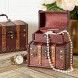 Set of 3 Wooden Treasure Chest Boxes Vintage Antique Small Decorative Trunks