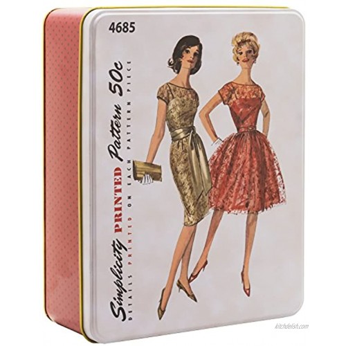 Simplicity Vintage Fashion 60's Tin Box 9 L x 6.75 W x 2.75 H