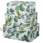 Soul & Lane Decorative Storage Cardboard Boxes with Lids | Sprigs of Green Set of 3 | Botanical Paperboard Nesting Boxes