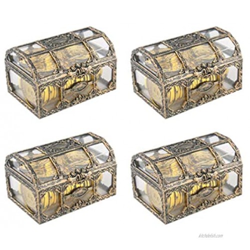 TOYANDONA 4pcs Treasure Chest Transparent Pirate Box Vintage Lidded Box Jewelry Display Gem Storage Organizer for Home Decor Without Coin