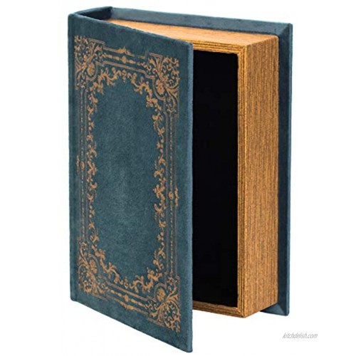 Vintiquewise QI003691.B Decorative Vintage Book Shaped Trinket Storage Box-Blue