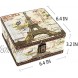 WaaHome Wood Jewelry Keepsake Box Memory Boxes Eiffel Tower Decorative Boxes For Girls Kids Gifts 6.4X6.4X3.2