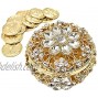 Wedding Unity Coins Arras de Boda Round Shaped Flower Box with Decorative Rhinestone Crystals 16 Gold