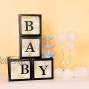 ZOOYOO Baby Shower Clear Boxes 4Pcs Transparent Balloon Box for Baby First Birthday Party Decorations Boys Girls Birthday Party DecorationsBlack Baby Blocks