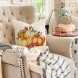 4TH Emotion Pumpkin Fall Throw Pillow Cover Farmhouse Autumn Cushion Case for Sofa Couch 18x18 Inches Cotton Linen