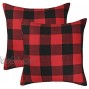4TH Emotion Set of 2 Christmas Buffalo Check Plaid Throw Pillow Covers Cushion Case Polyester for Farmhouse Home Decor Red and Black 18 x 18 Inches