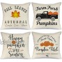 AENEY Fall Decor Pillow Covers 18x18 inch Set of 4 Fall Decorations Truck Pumpkin Patch Leaves Throw Pillows for Fall Thanksgiving Farmhouse Decorative Pillows A249