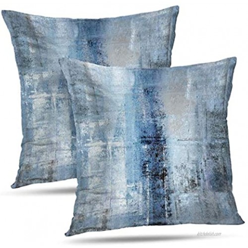 Alricc Blue and Grey Abstract Art Artwork Pillow Cover Gallery Modern Decorative Throw Pillows Cushion Cover for Bedroom Sofa Living Room 18 x 18 Inch Set of 2