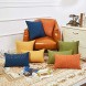 Anickal Set of 2 Fall Orange Pillow Covers Rustic Linen Decorative Square Throw Pillow Covers 18x18 Inch for Sofa Couch Decoration