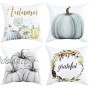 Autumn Decorations Pumpkin Throw Pillow Cover Cushion Couch Cover Pillow Cases Set of 4 for Autumn Halloween Thanksgiving Day Blue-Gray,18 X 18 Inch