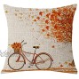 BLEUM CADE Autumn Fall Big Tree Pillow Cover Maple Leaf Bicycle Throw Pillow Covers Cushion Covers Square Decorative Pillow Covers for Sofa Couch Bed and Car18X18 Cotton-Linen