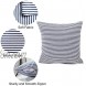 Blue Farmhouse Striped Fall Throw Pillow Covers Decorative Polyester Linen Ticking Soft Cushion for Couch Living Room Bedroom Sofas Home Deco Pillowcase 18x18 Inch 18”x18” Navy Pack of 2