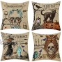 Bonsai Tree Halloween Pillow Covers 18x18 Pumpkin Trick Or Treat Decorative Throw Pillow Covers Set of 4 Vintage Scary Black Cat Skull Linen Couch Cushion Cases Home Decorations Clearance for Sofa