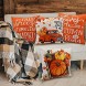 Bowount Fall Pillow Covers 18x18 Inch Set of 4 Outdoor Throw Pillowcase Farmhouse Pumpkin Truck Vintage Thanksgiving Decorations Autumn Linen Cushion Case for Home Decor