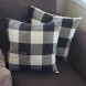 Burlap Farmhouse Decor Buffalo Checkers Plaid Cotton Linen Decorative Throw Pillow Cover Rustic Cushion Cover Pillowcase for Sofa 18 x 18 Inch Set of 2 Black White 18×18